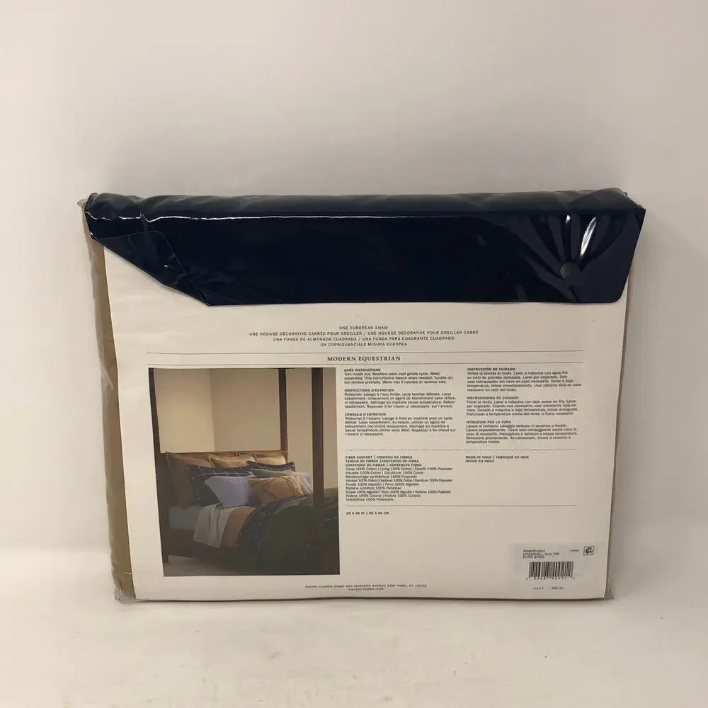 Ralph Lauren Cromwell Modern Equestrian European Sham Quilted 26x26 NEW